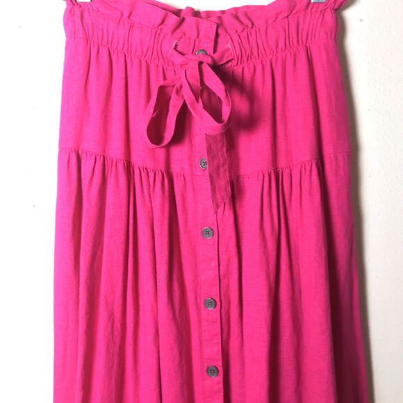 Universal Thread Tie Waist Button Front Pink Midi Skirt Size XS - Picture 5 of 12